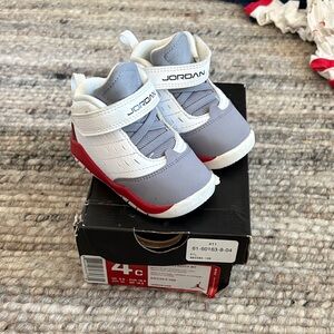 Nike Jordan Kids' White, Gray, and Red Sneakers